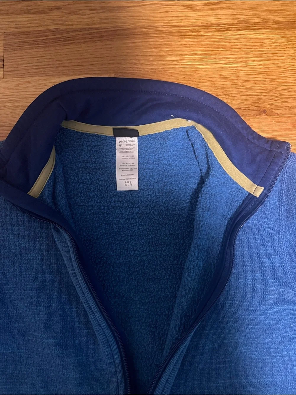 Patagonia Blue Zip-Up Fleece with Navy Trim
